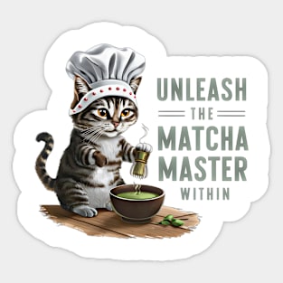 Matcha Master Cat Design: Whisk Your Way to Zen - Japanese-Inspired Sticker